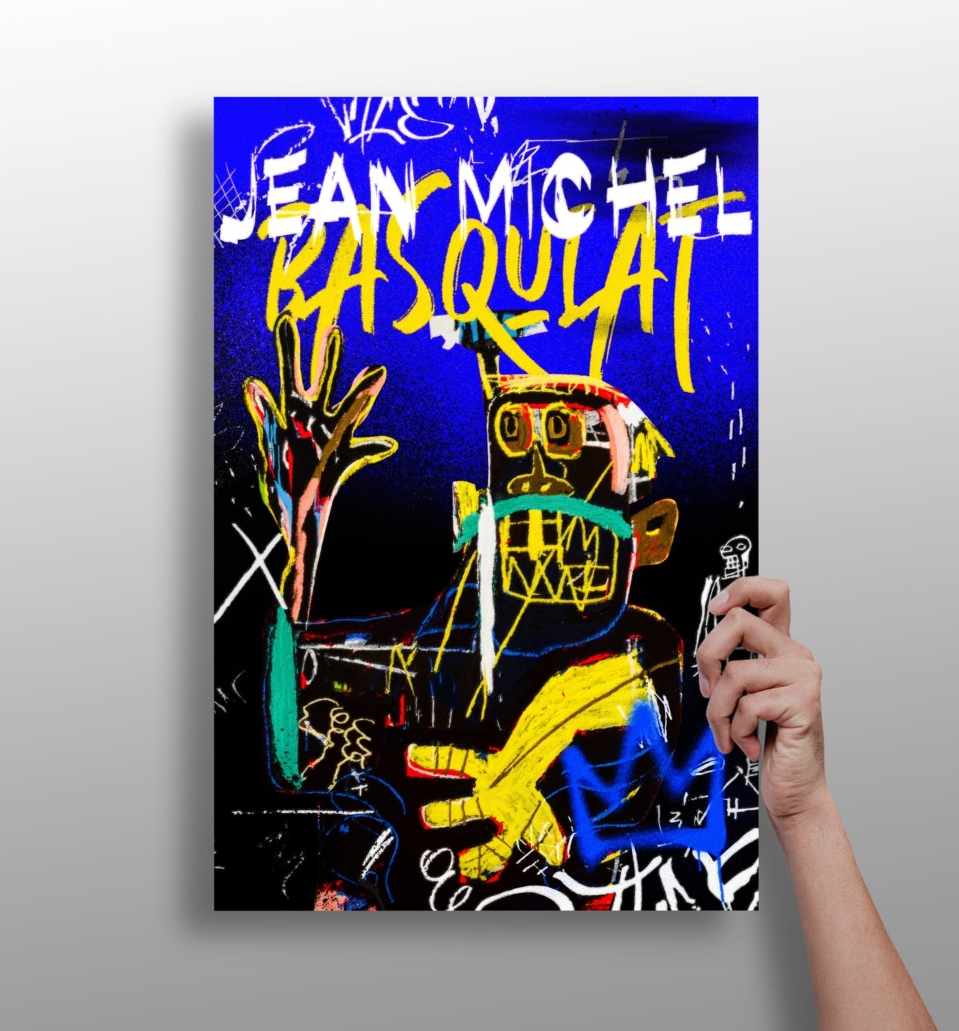 Blue Graffiti Skull Figure Aluminum Print