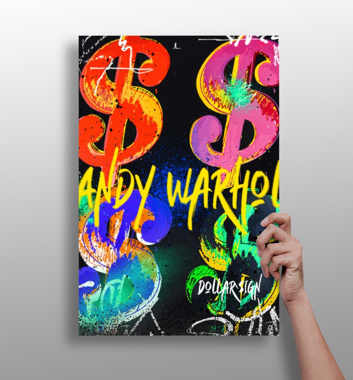 Neon Dollar Signs Aluminum Print
