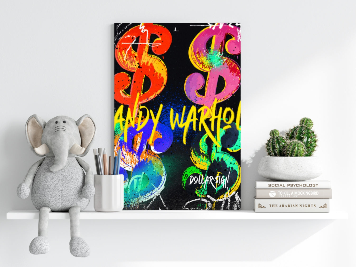 Neon Dollar Signs Aluminum Print