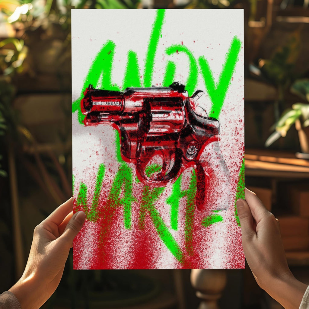 Red Revolver Graffiti Aluminum Print