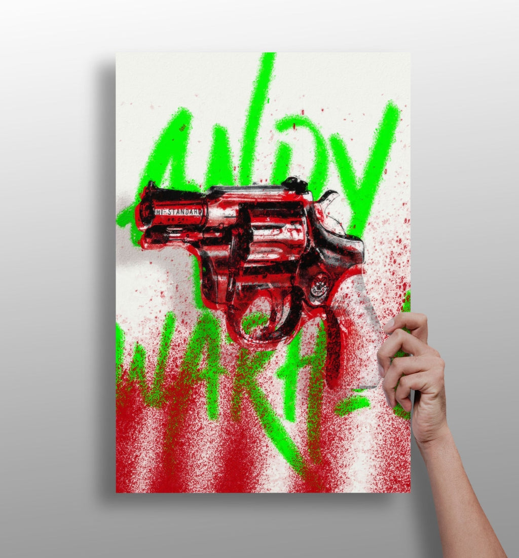 Red Revolver Graffiti Aluminum Print
