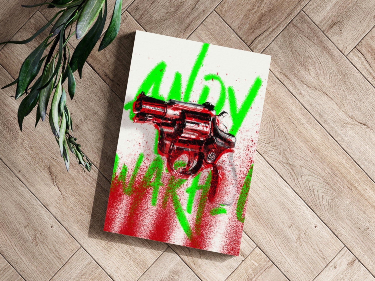 Red Revolver Graffiti Aluminum Print
