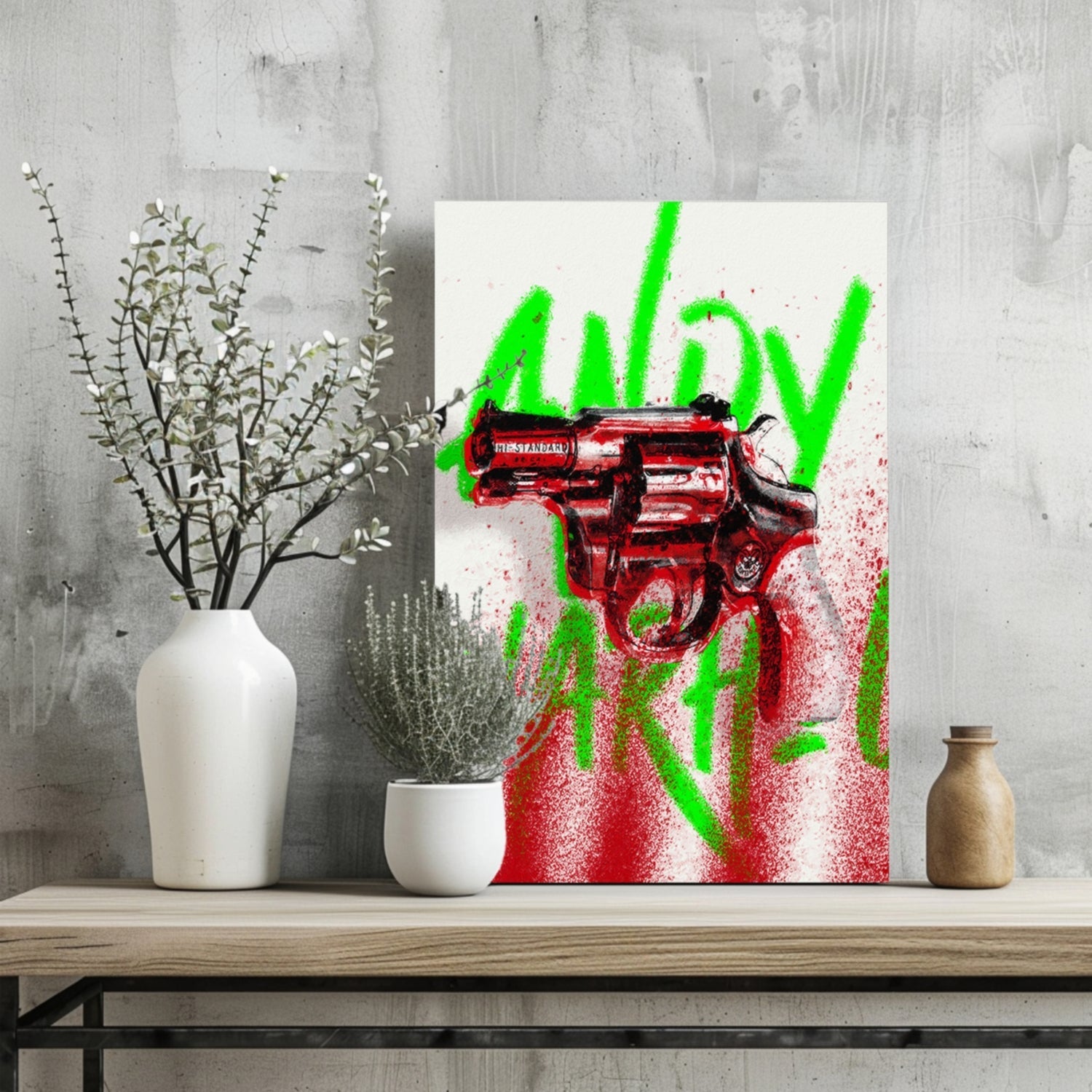 Red Revolver Graffiti Aluminum Print