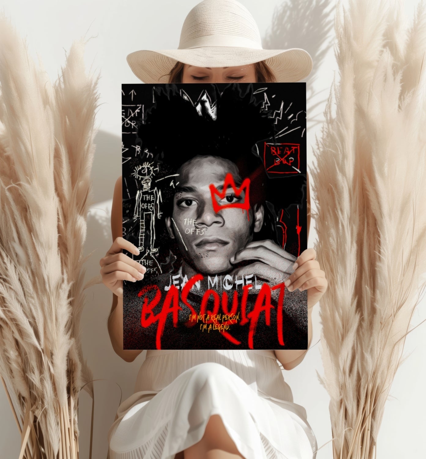 Afro Portrait Red Crown Aluminum Print