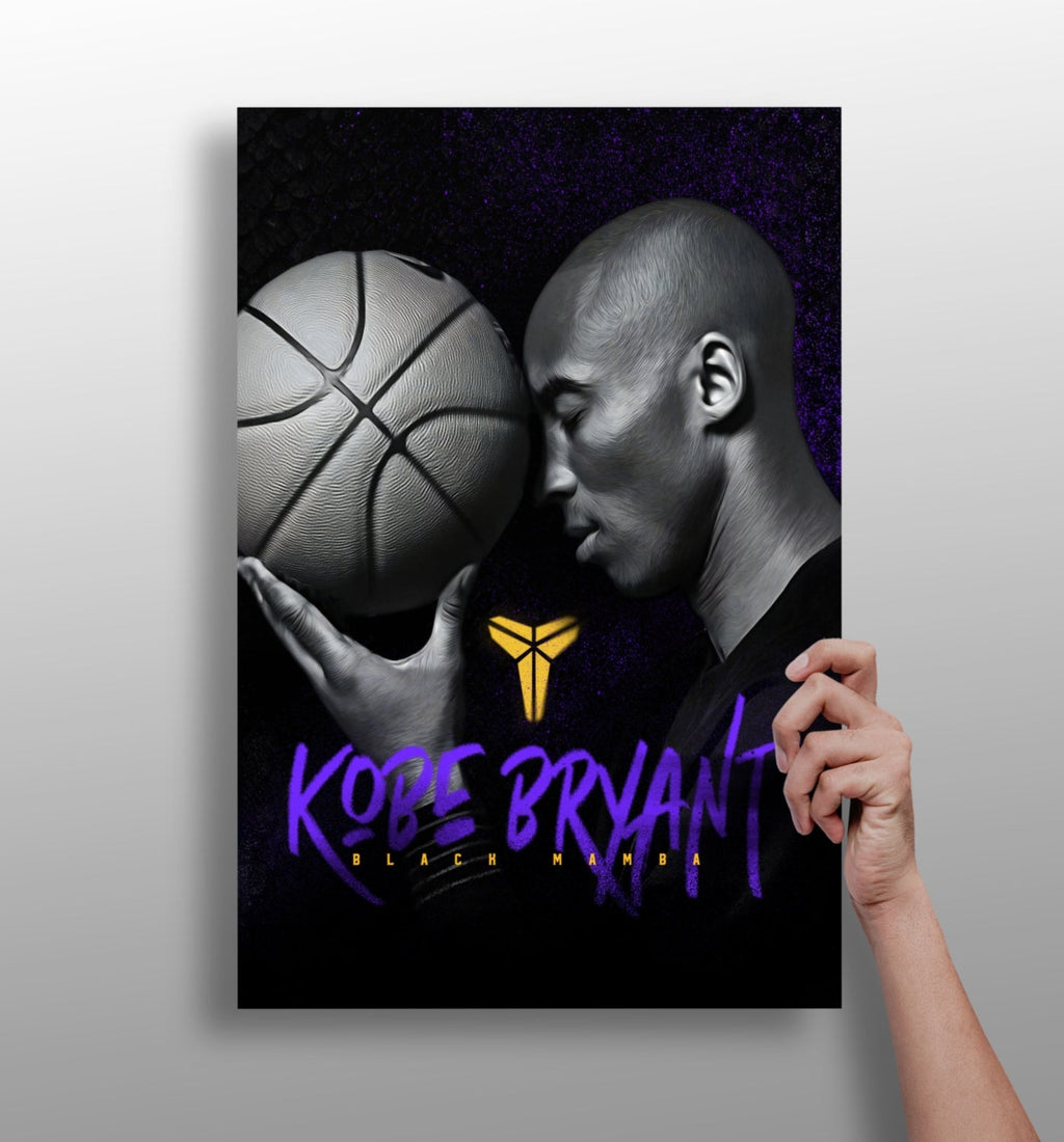 Basketball Player Ball Purple Gold Glow Aluminum Print