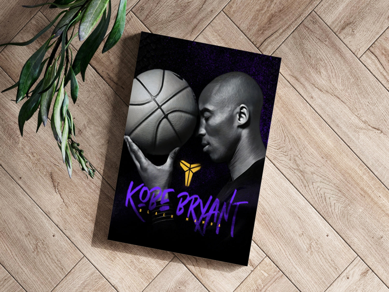Basketball Player Ball Purple Gold Glow Aluminum Print
