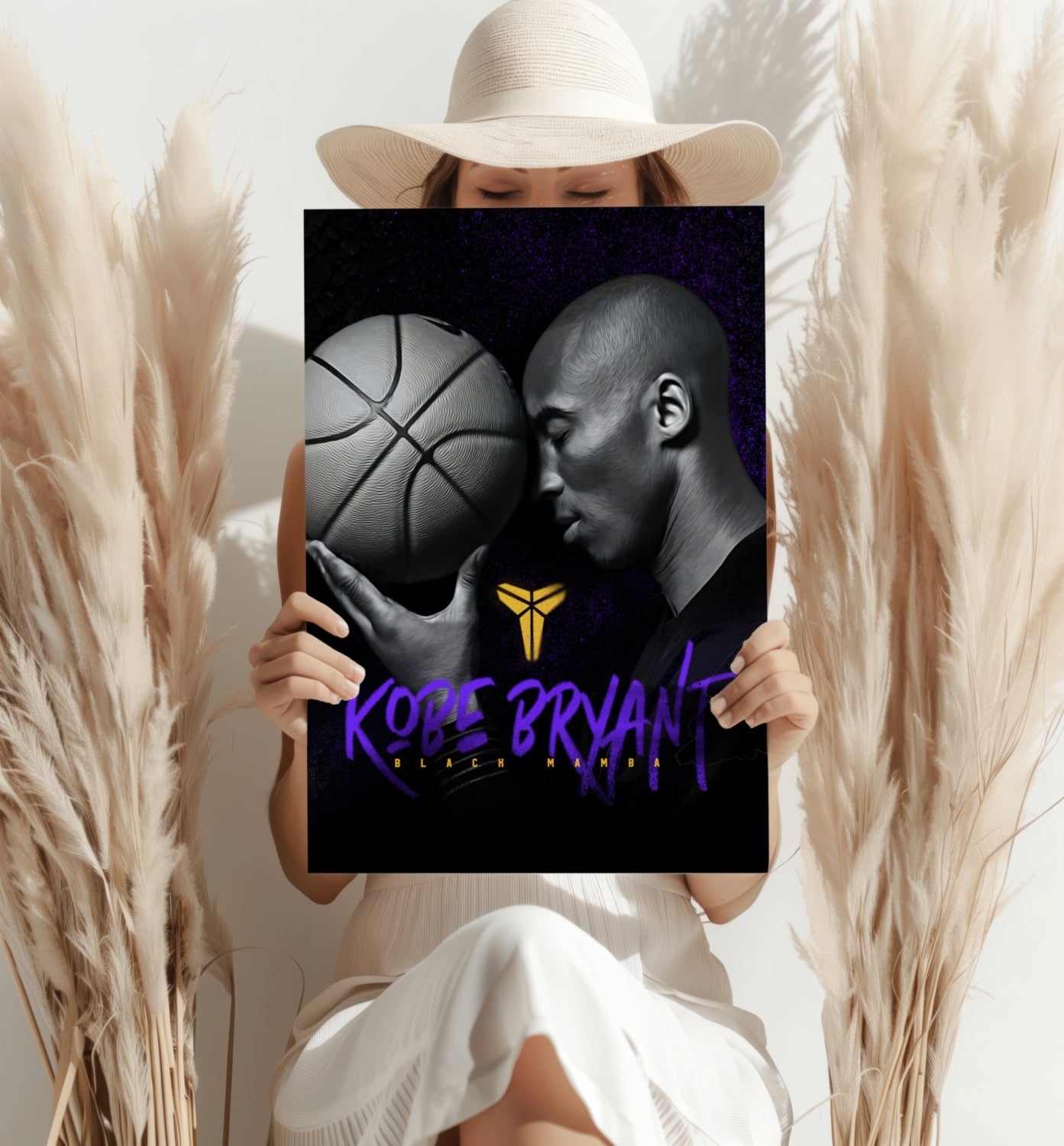 Basketball Player Ball Purple Gold Glow Aluminum Print