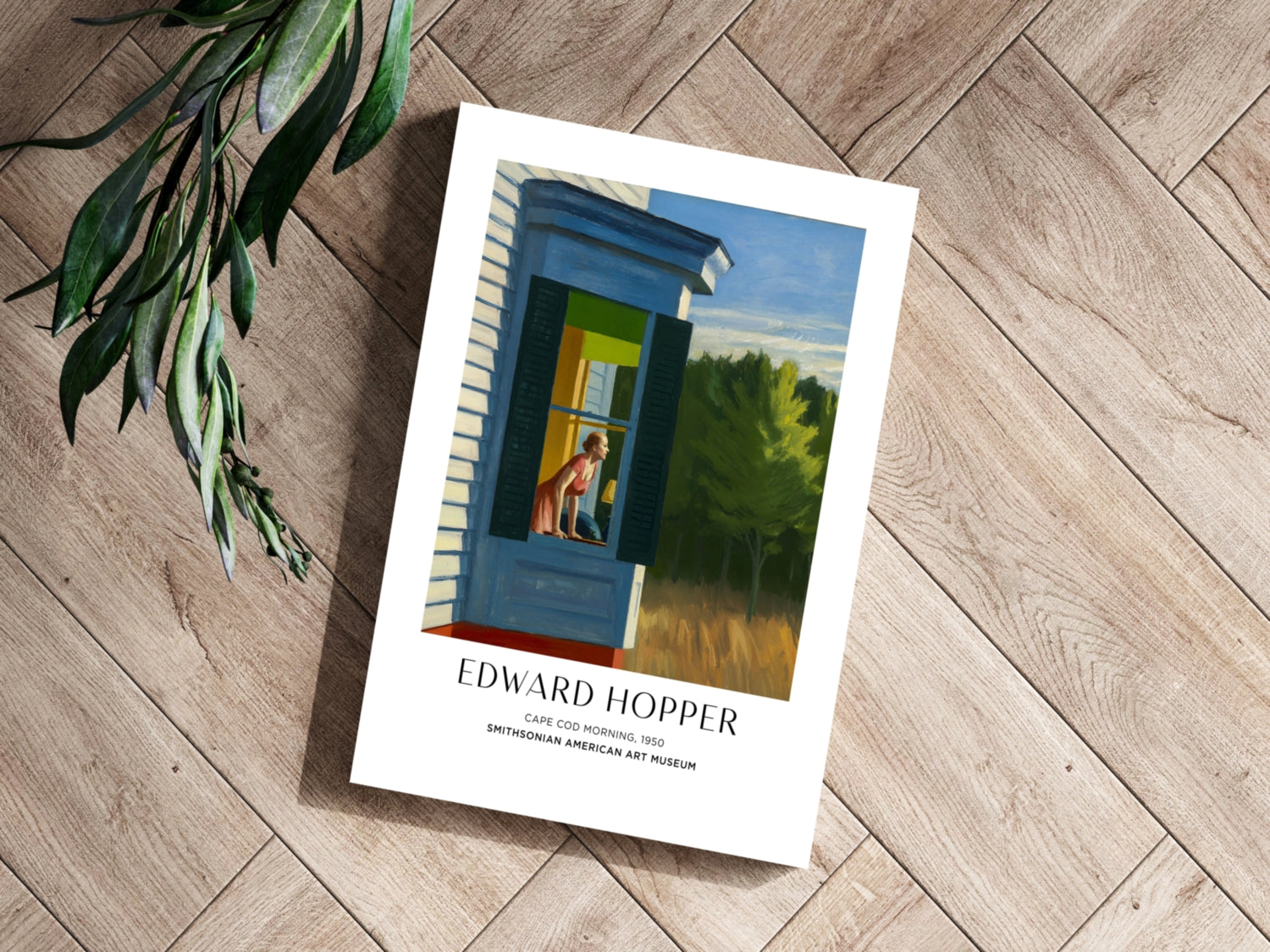 Woman at Blue Cottage Window Aluminum Print