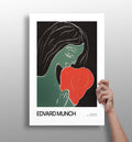 Munch Green Figure Holding Red Heart Aluminum Print