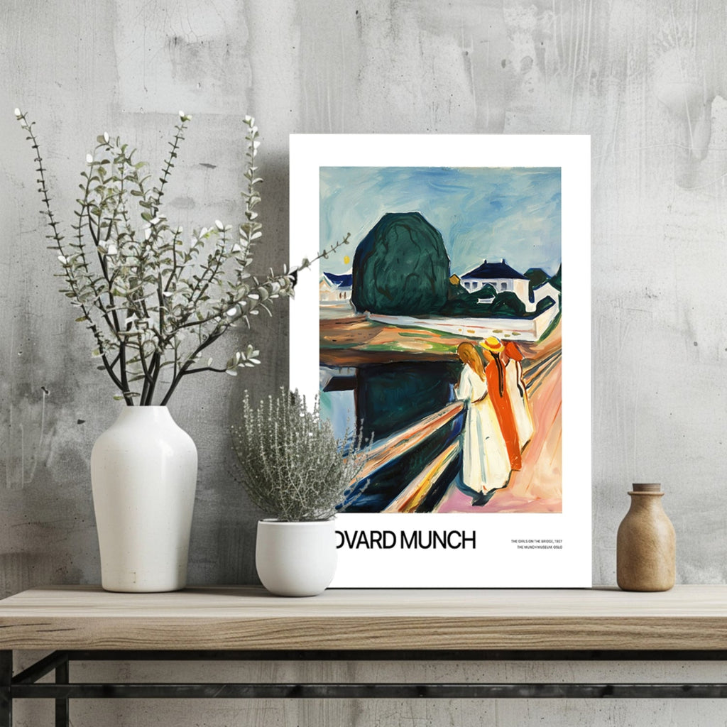 Munch Girls On Wooden Bridge Village Aluminum Print