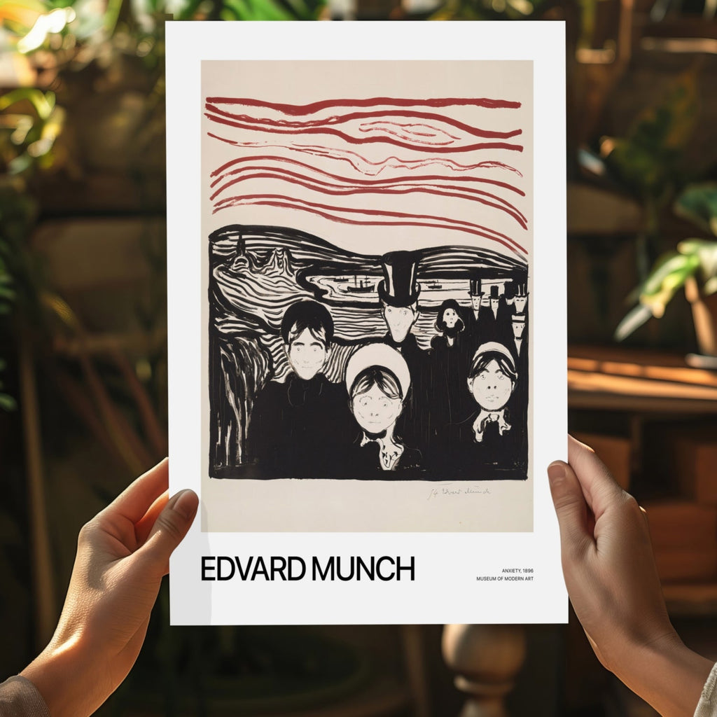 Munch Crimson Sky Anxious Crowd Aluminum Print