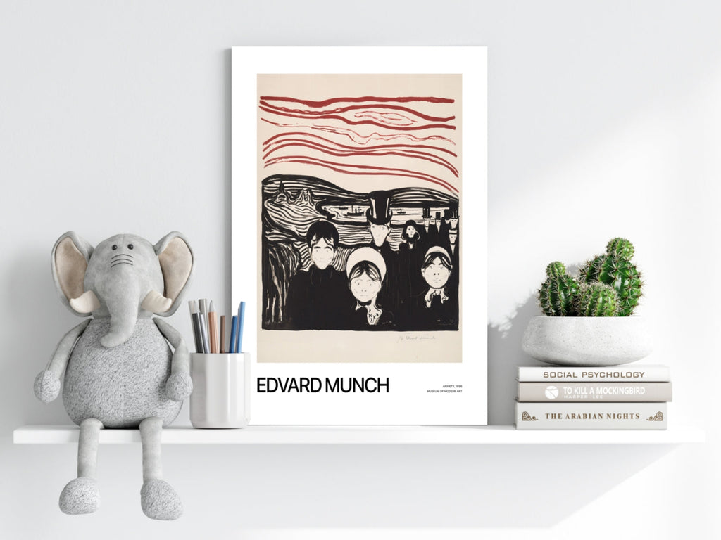 Munch Crimson Sky Anxious Crowd Aluminum Print