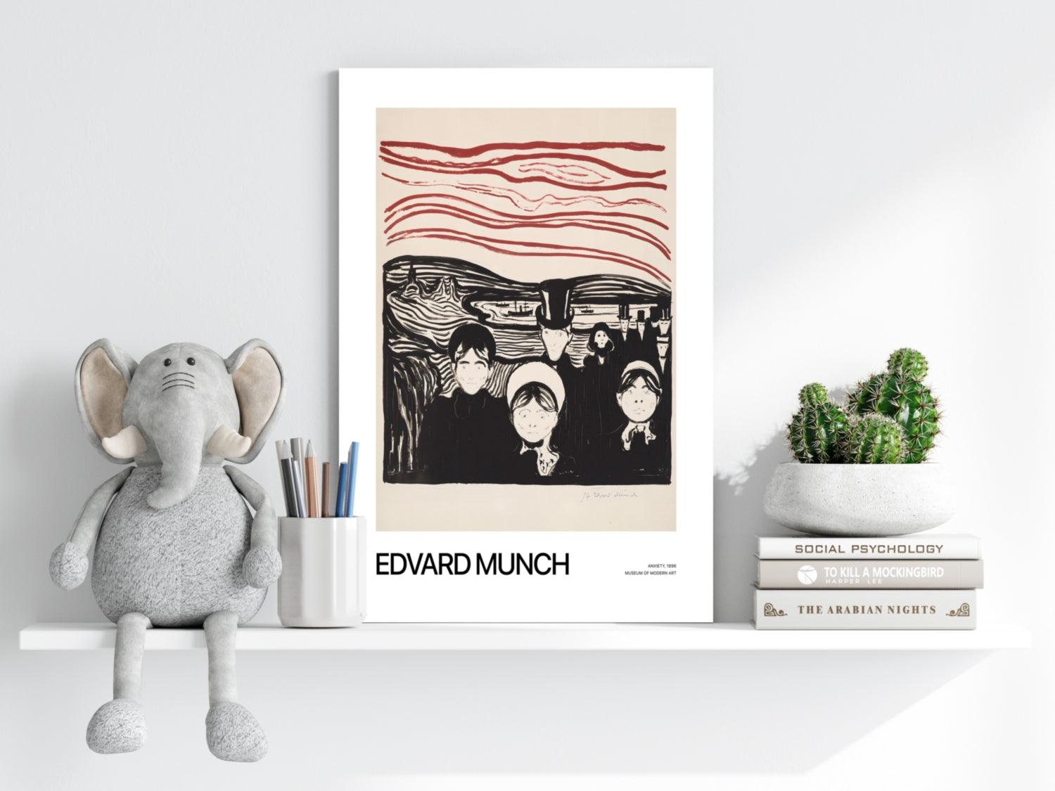 Munch Crimson Sky Anxious Crowd Aluminum Print