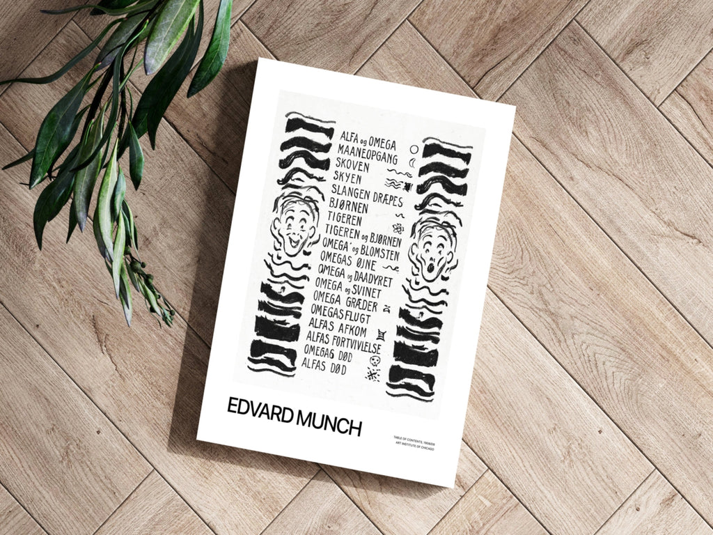 Munch Nordic Word List Sketch Faces Aluminum Print