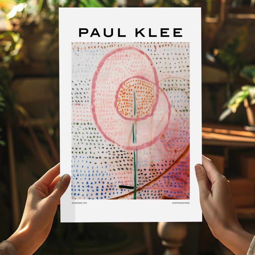 Klee Pink Blossom on Dotted Field Abstract Aluminum Print