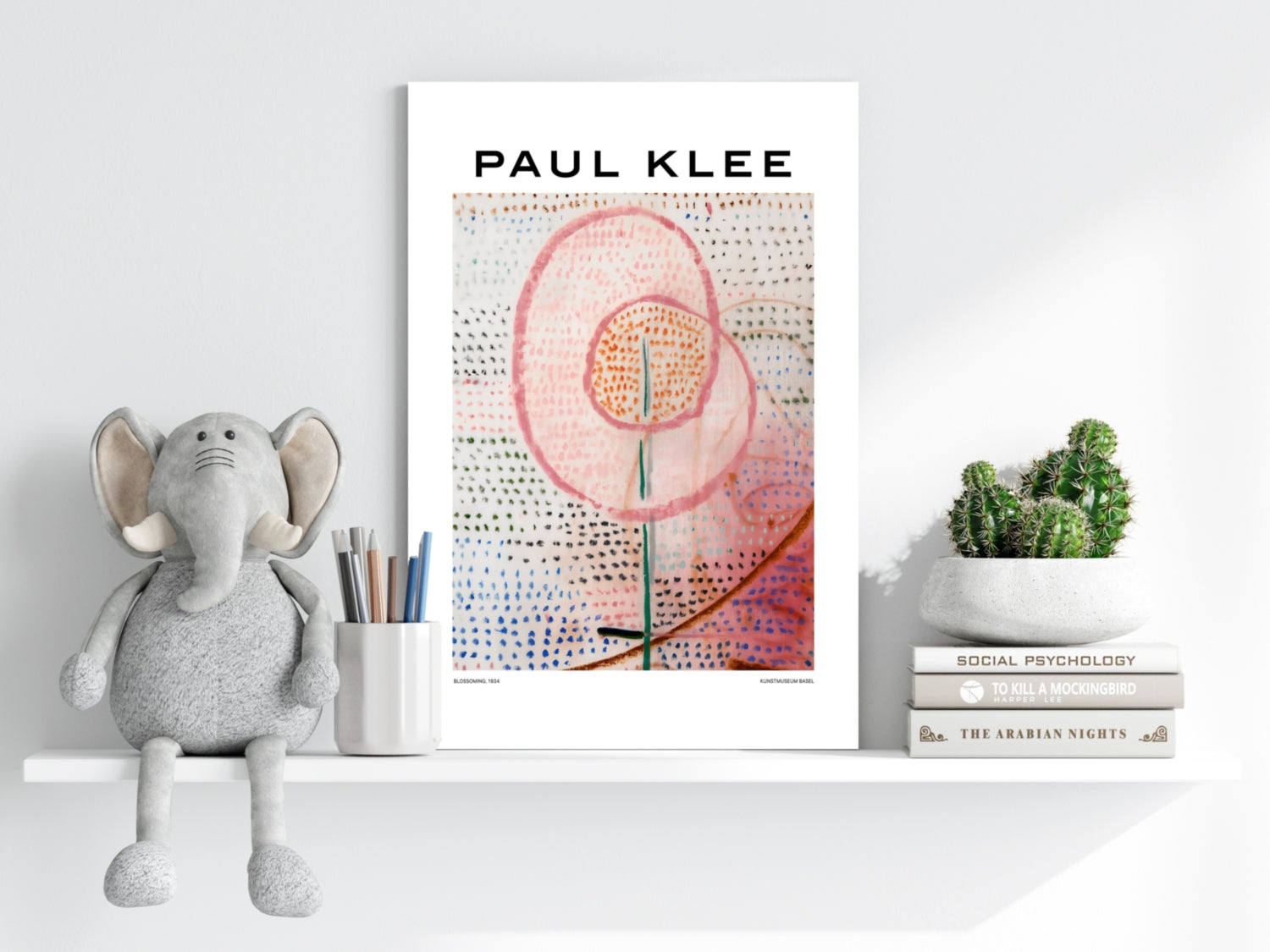 Klee Pink Blossom on Dotted Field Abstract Aluminum Print
