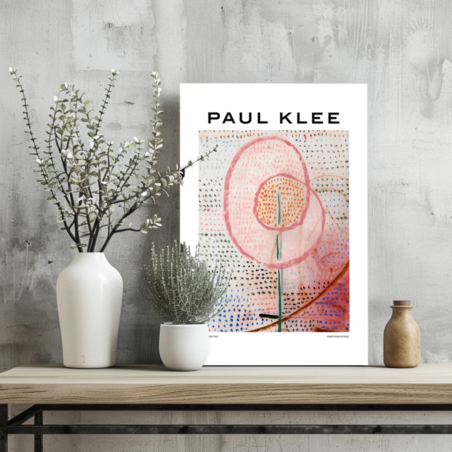Klee Pink Blossom on Dotted Field Abstract Aluminum Print