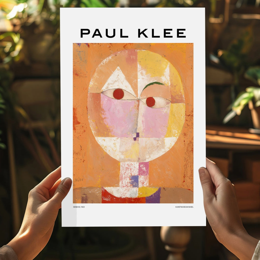 Klee Orange Geometric Face Grid Abstract Aluminum Print