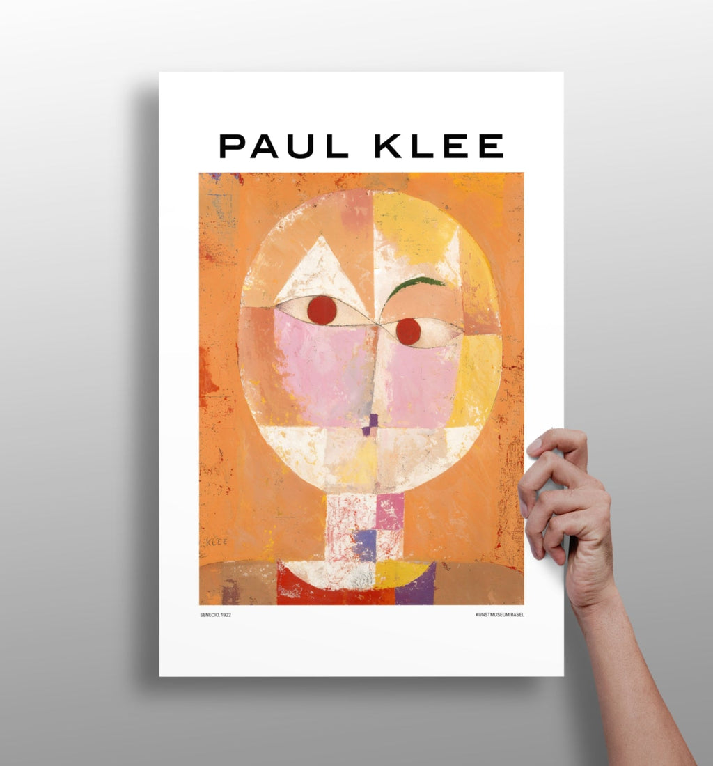 Klee Orange Geometric Face Grid Abstract Aluminum Print