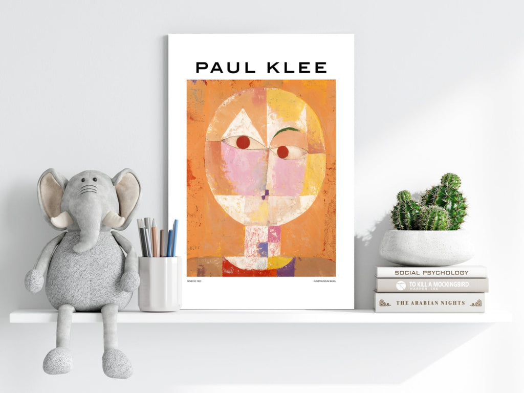 Klee Orange Geometric Face Grid Abstract Aluminum Print