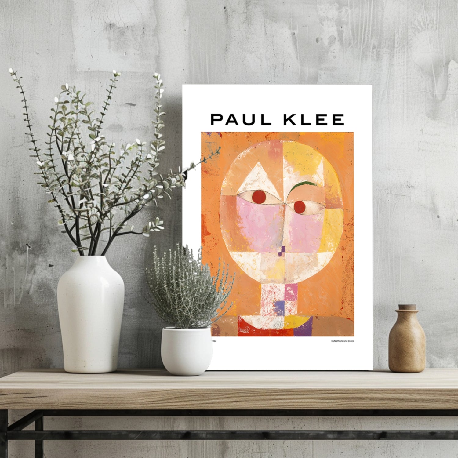 Klee Orange Geometric Face Grid Abstract Aluminum Print