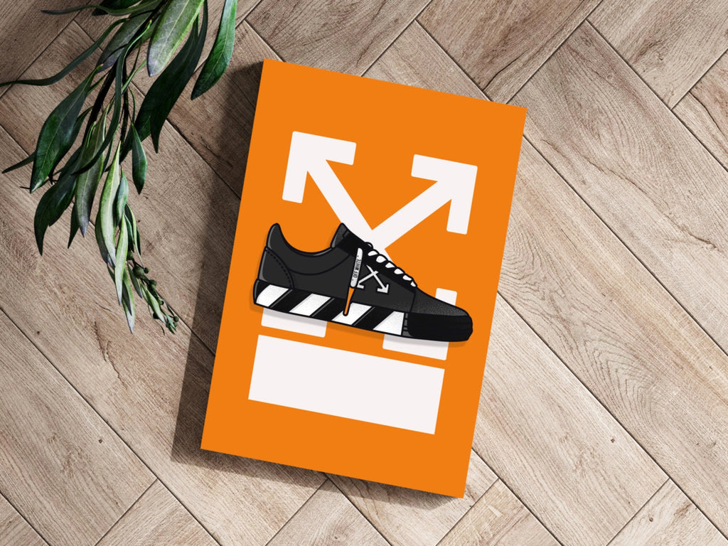 Orange Arrow Backdrop Striped Sneaker Aluminum Print