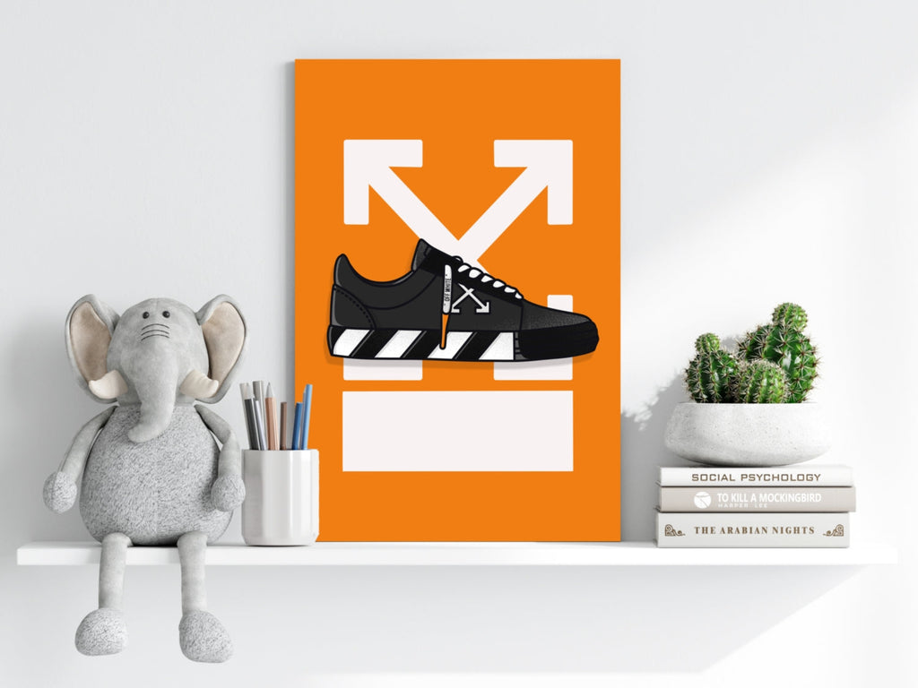 Orange Arrow Backdrop Striped Sneaker Aluminum Print