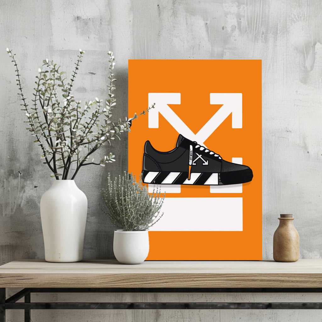 Orange Arrow Backdrop Striped Sneaker Aluminum Print