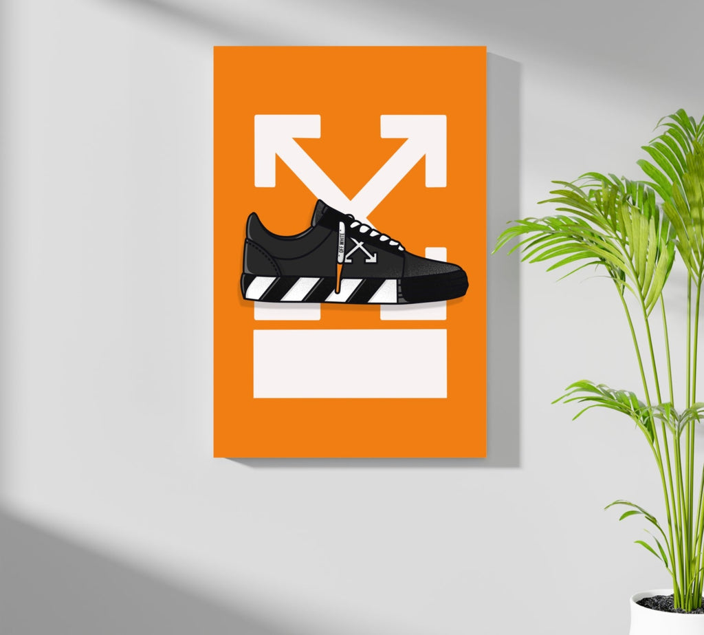 Orange Arrow Backdrop Striped Sneaker Aluminum Print
