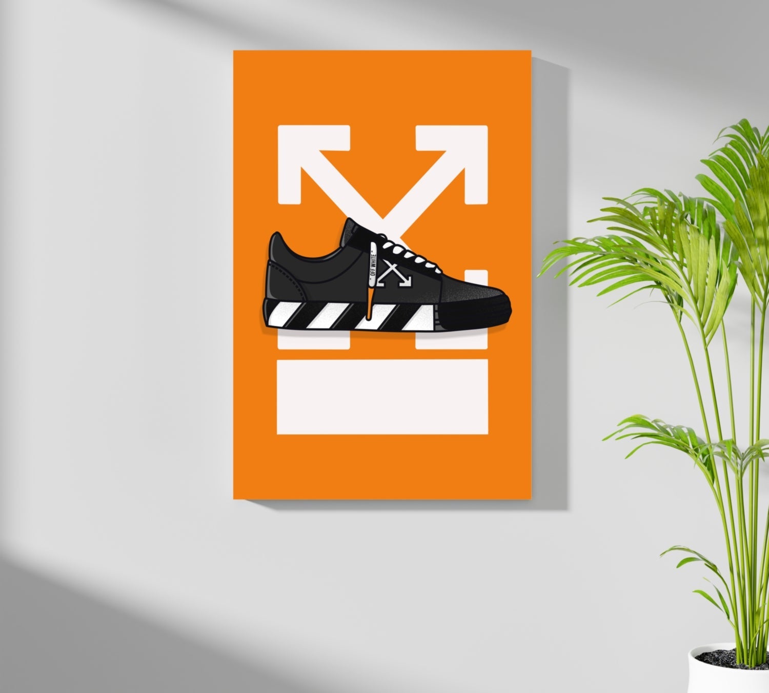 Orange Arrow Backdrop Striped Sneaker Aluminum Print