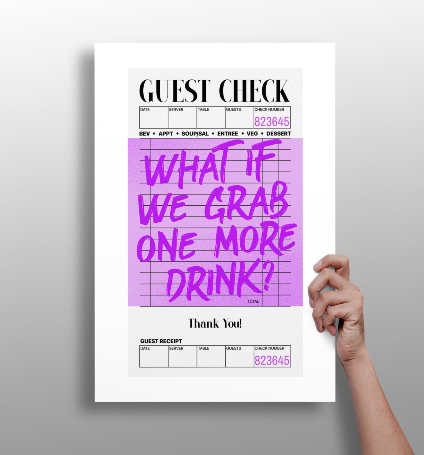 Purple One More Drink Guest Check Aluminum Print
