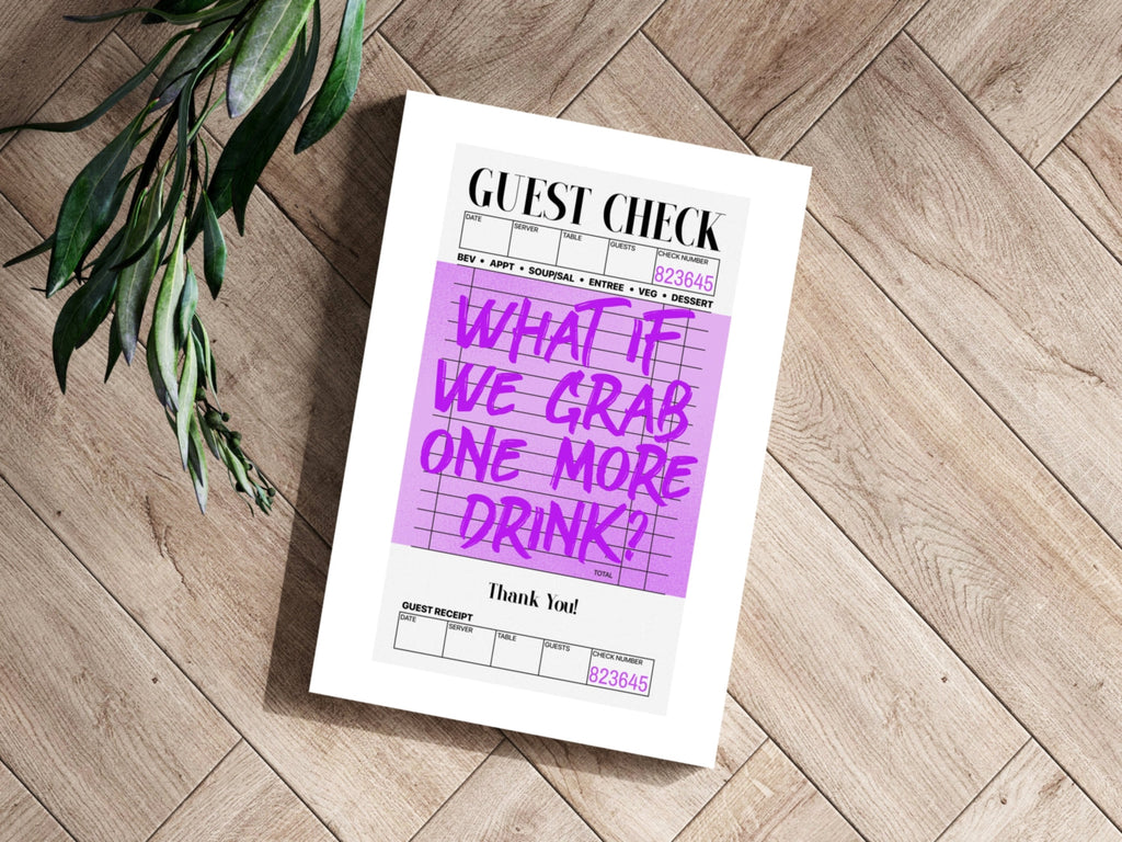 Purple One More Drink Guest Check Aluminum Print
