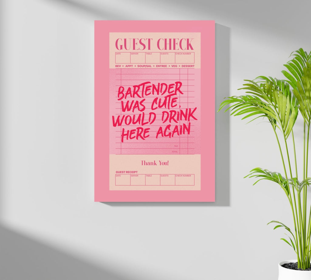Pink Bartender Was Cute Guest Check Aluminum Print