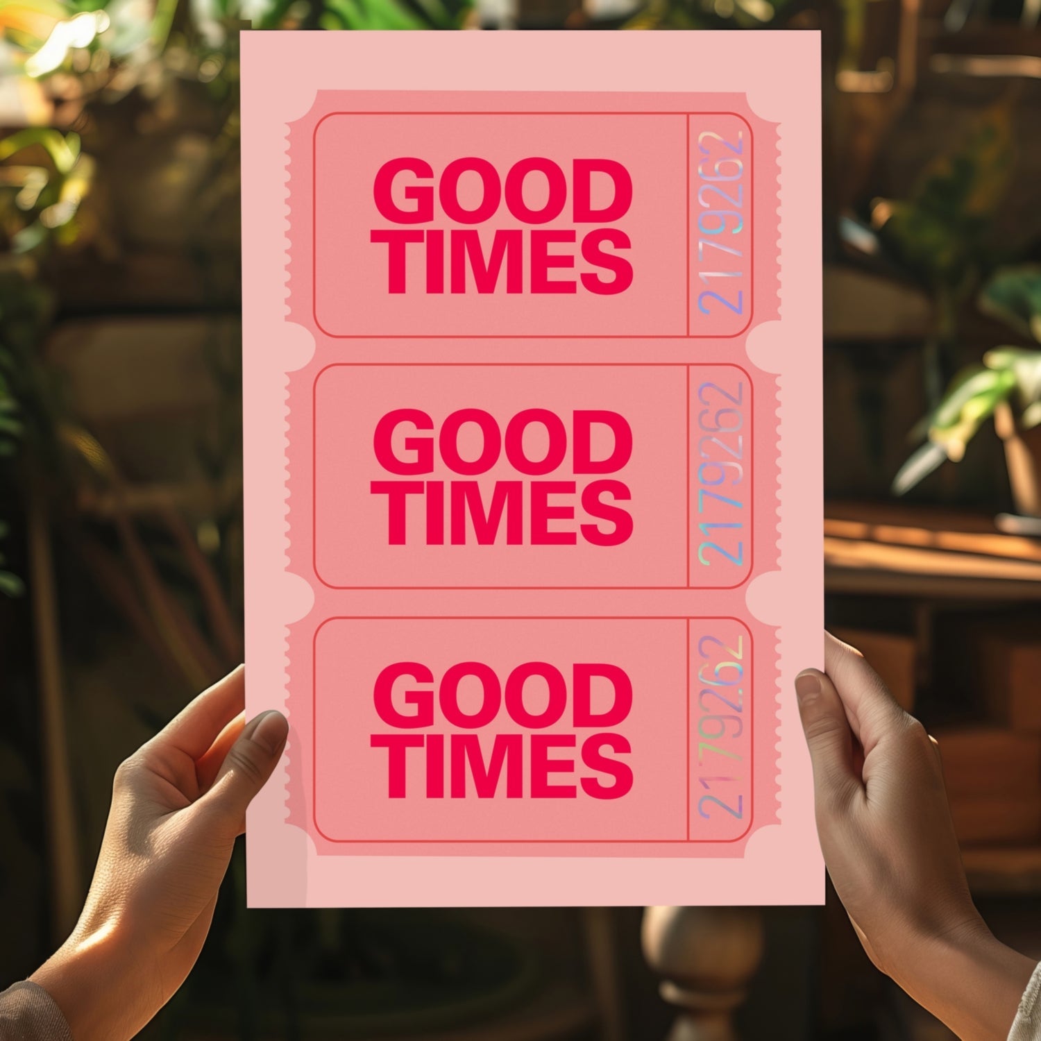 Pink Triple Ticket Stub Good Times Aluminum Print