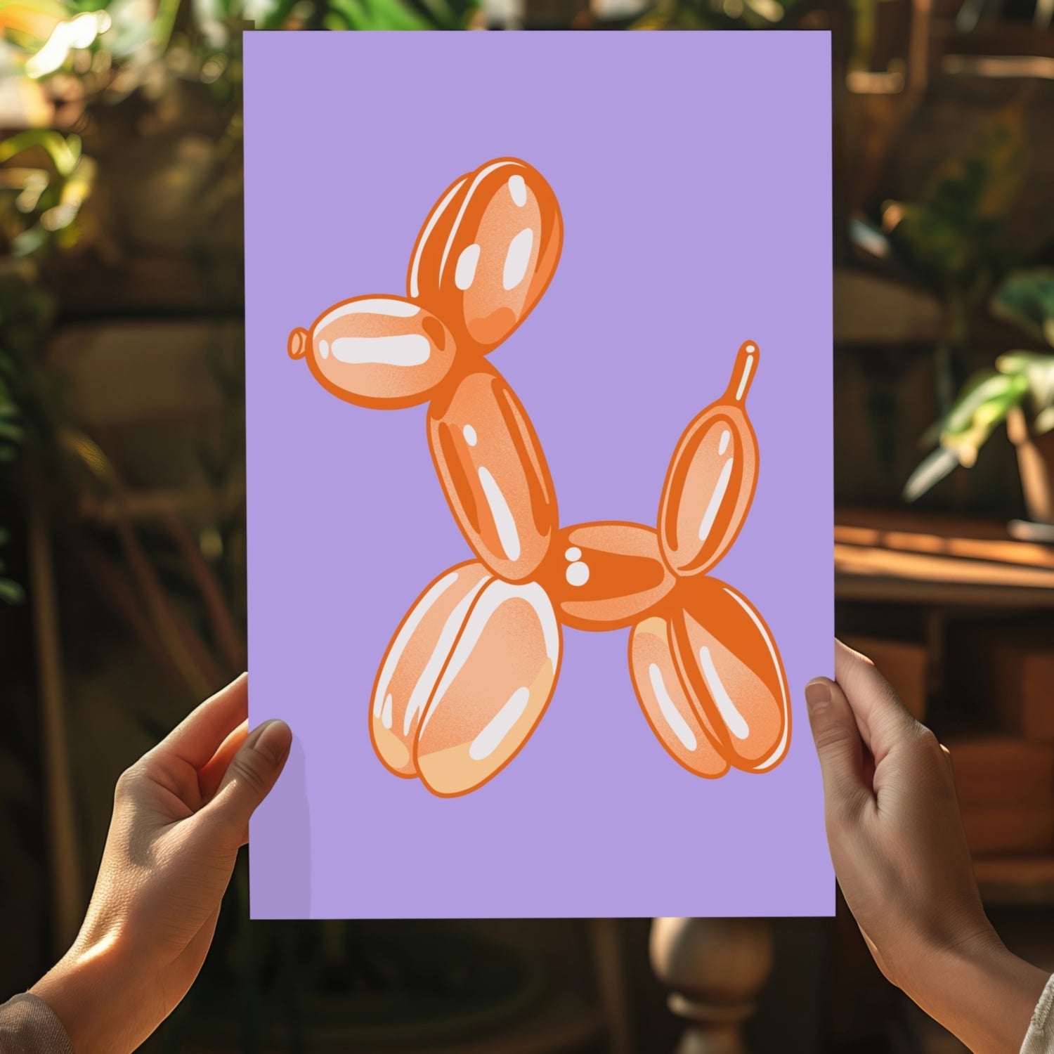 Orange on Lilac Balloon Dog Aluminum Print