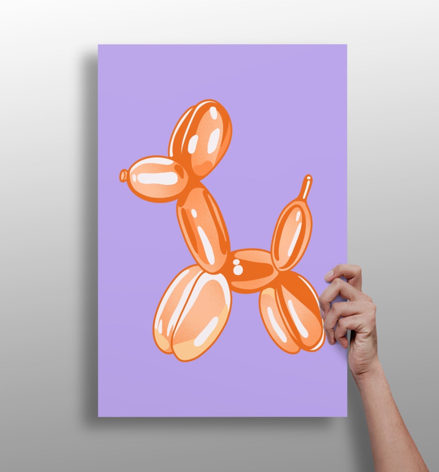 Orange on Lilac Balloon Dog Aluminum Print