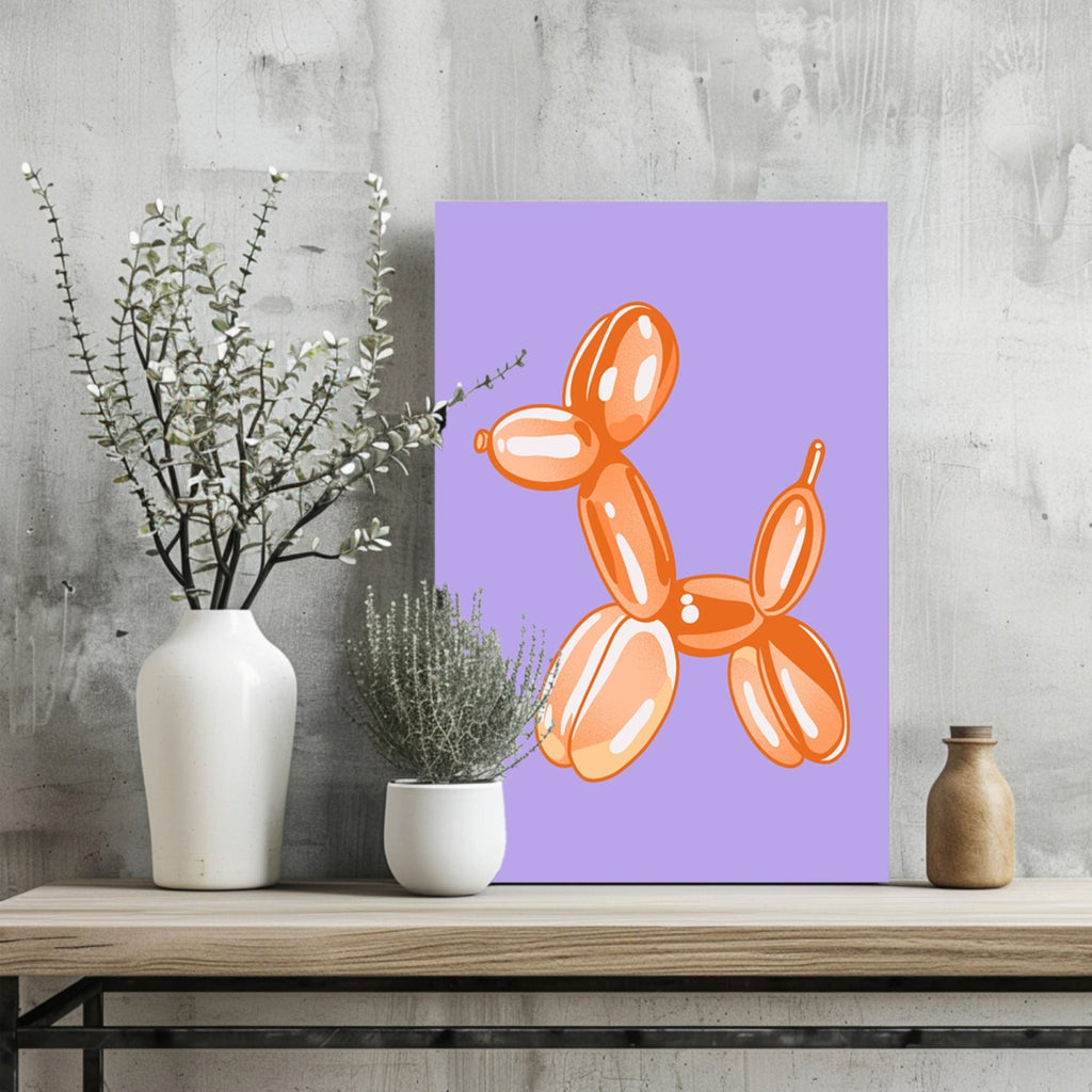 Orange on Lilac Balloon Dog Aluminum Print