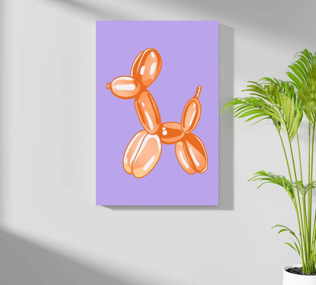 Orange on Lilac Balloon Dog Aluminum Print