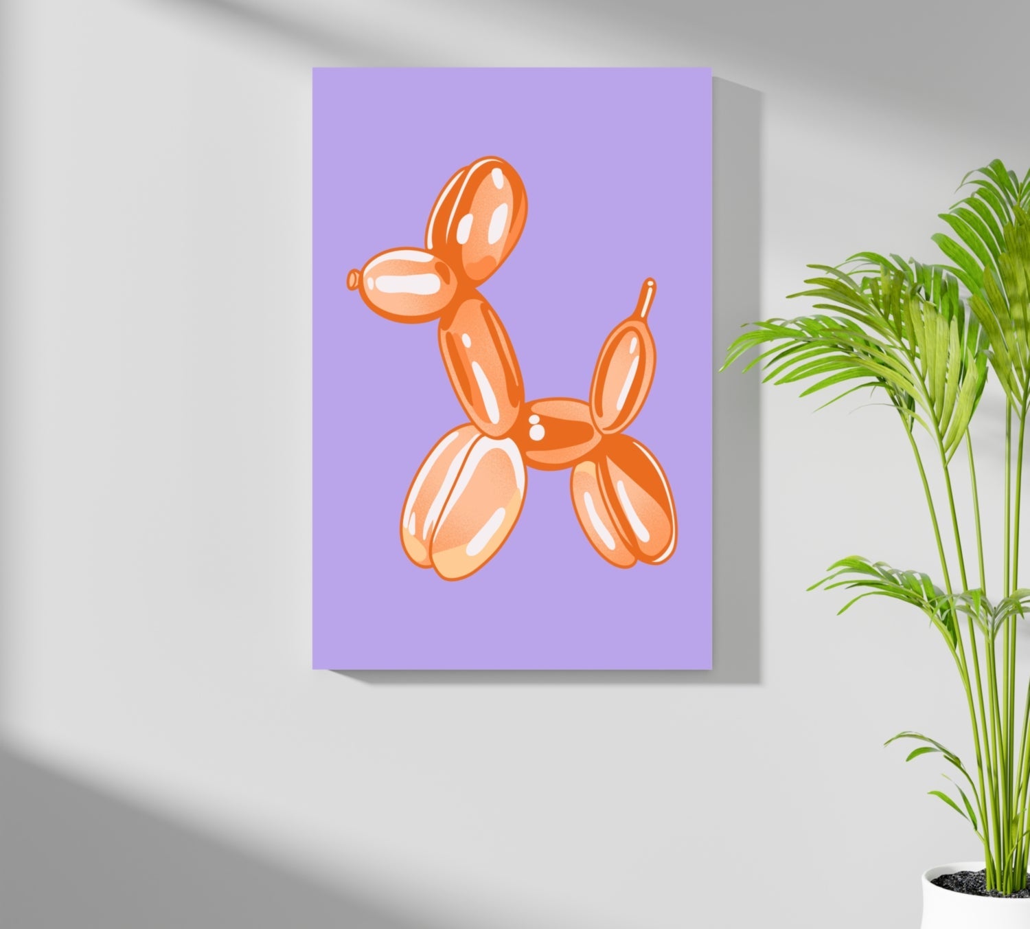 Orange on Lilac Balloon Dog Aluminum Print