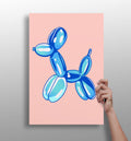 Blue on Blush Pink Balloon Dog Aluminum Print