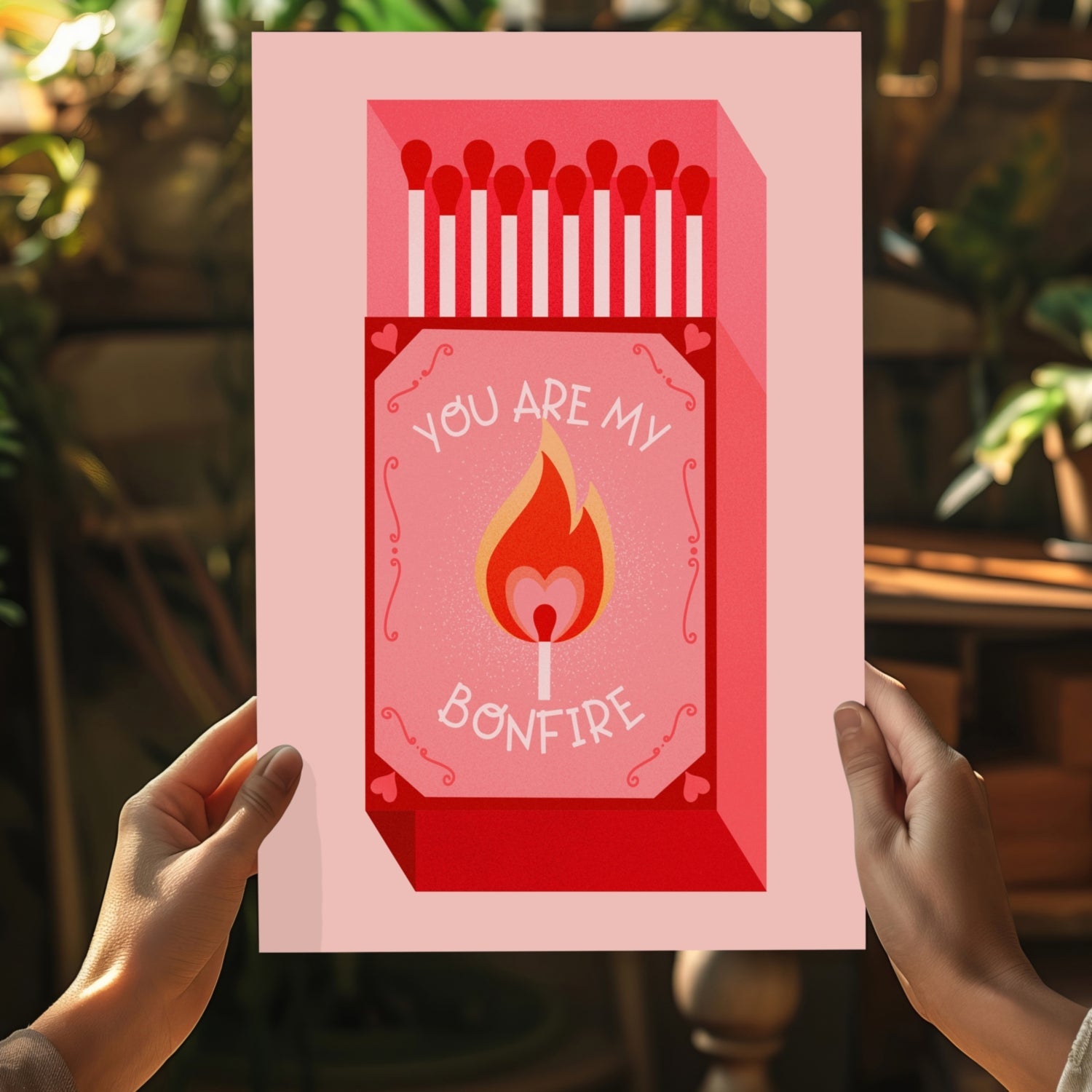Red Heart Flame Bonfire Matchbox Aluminum Print