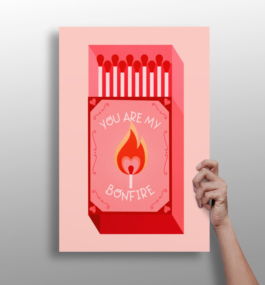 Red Heart Flame Bonfire Matchbox Aluminum Print