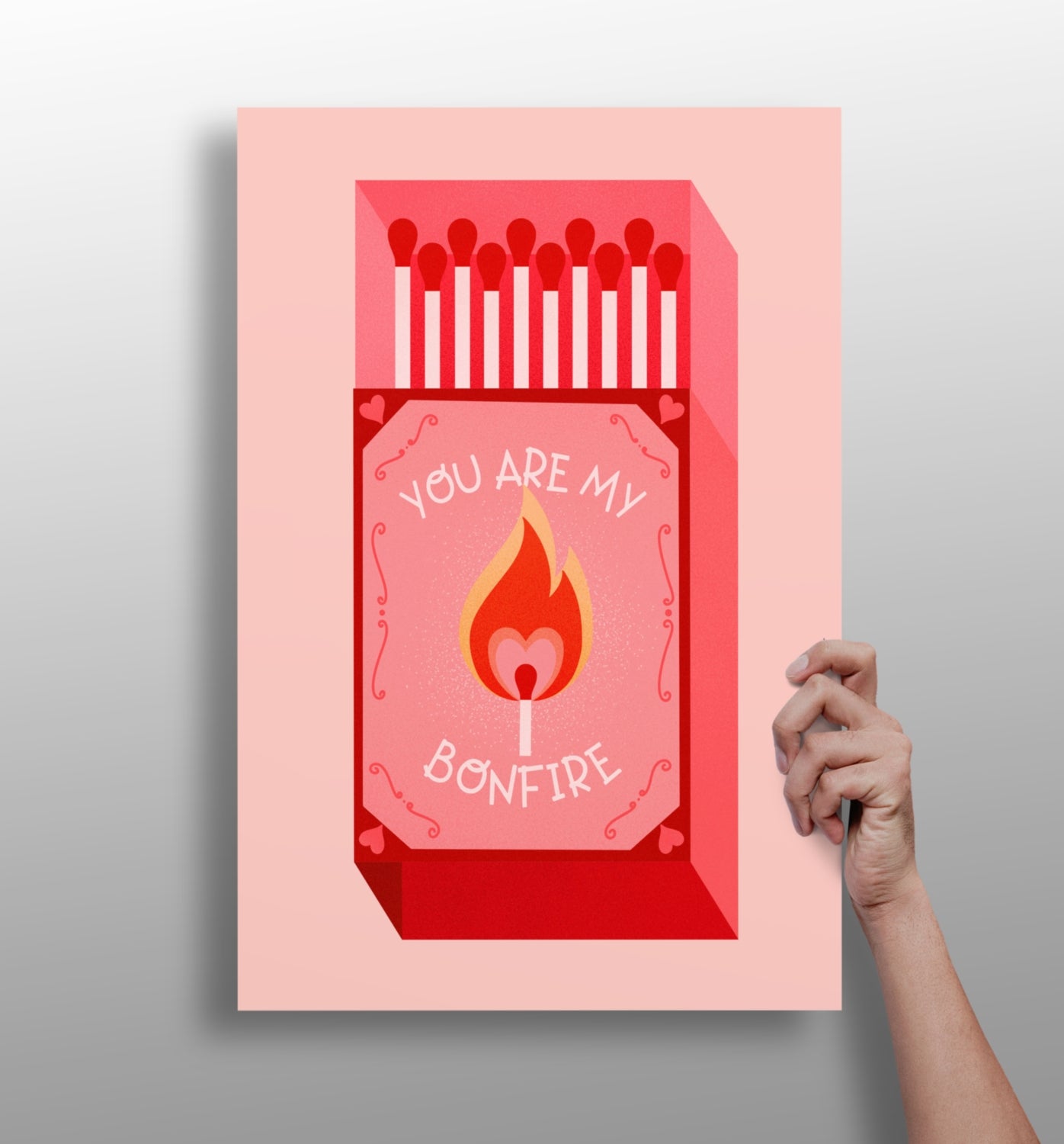 Red Heart Flame Bonfire Matchbox Aluminum Print