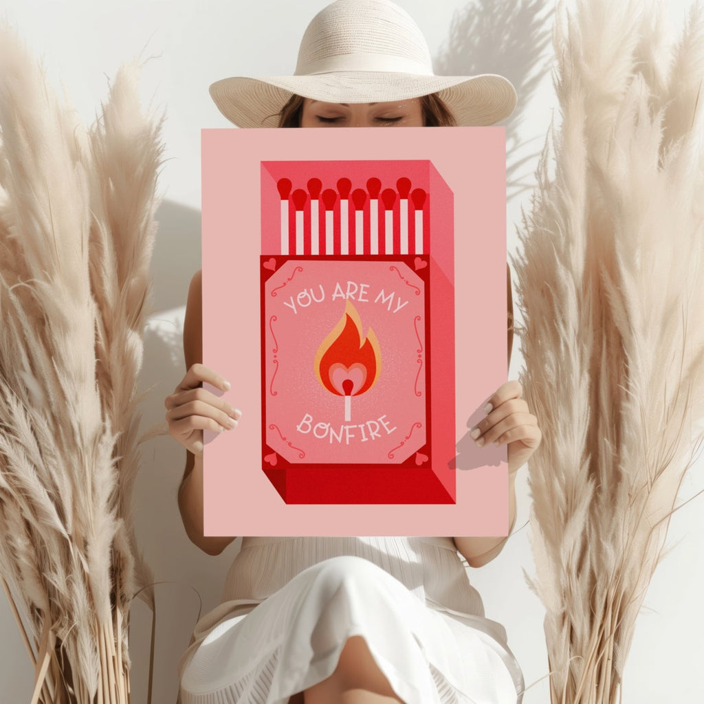 Red Heart Flame Bonfire Matchbox Aluminum Print