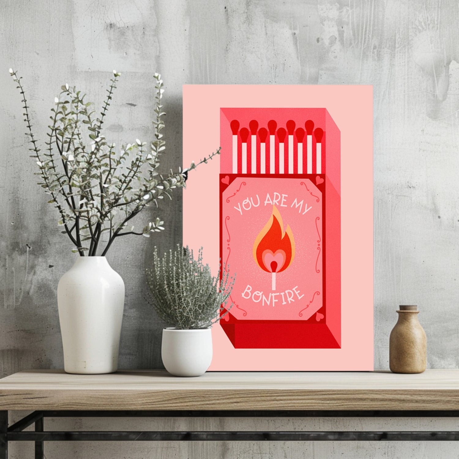 Red Heart Flame Bonfire Matchbox Aluminum Print