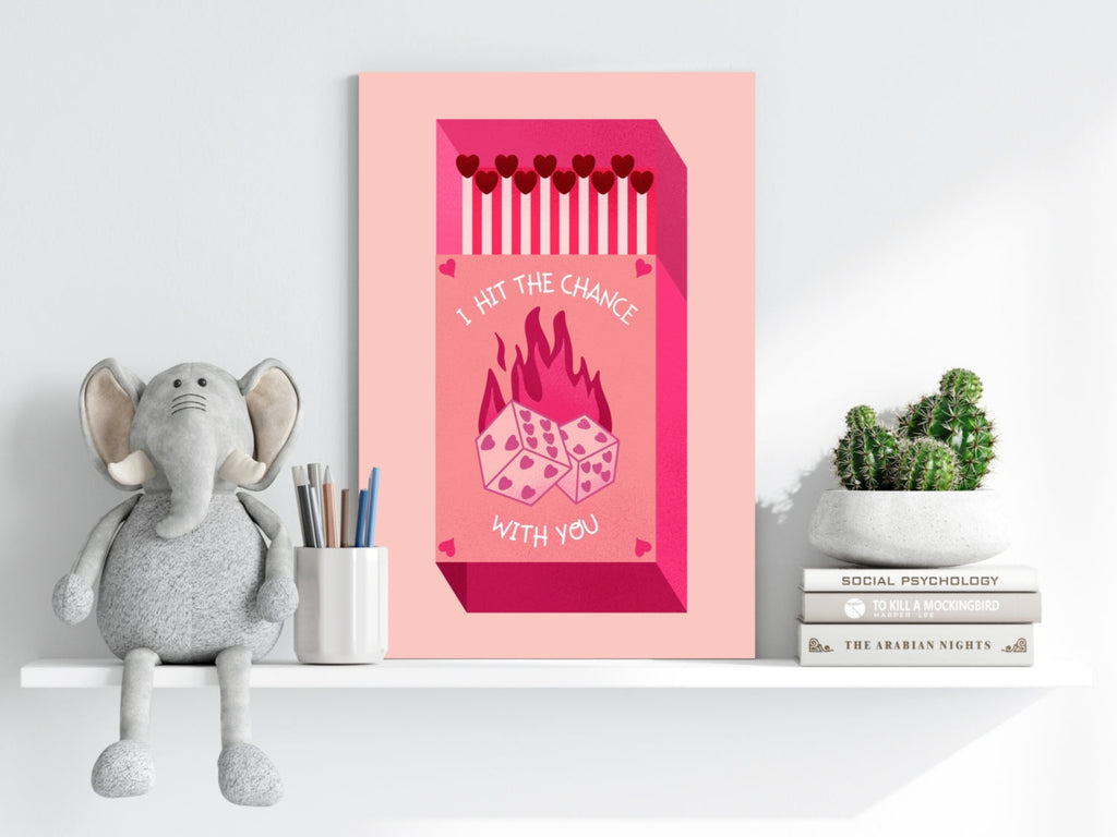 Pink Dice Flame Lucky Matchbox Aluminum Print