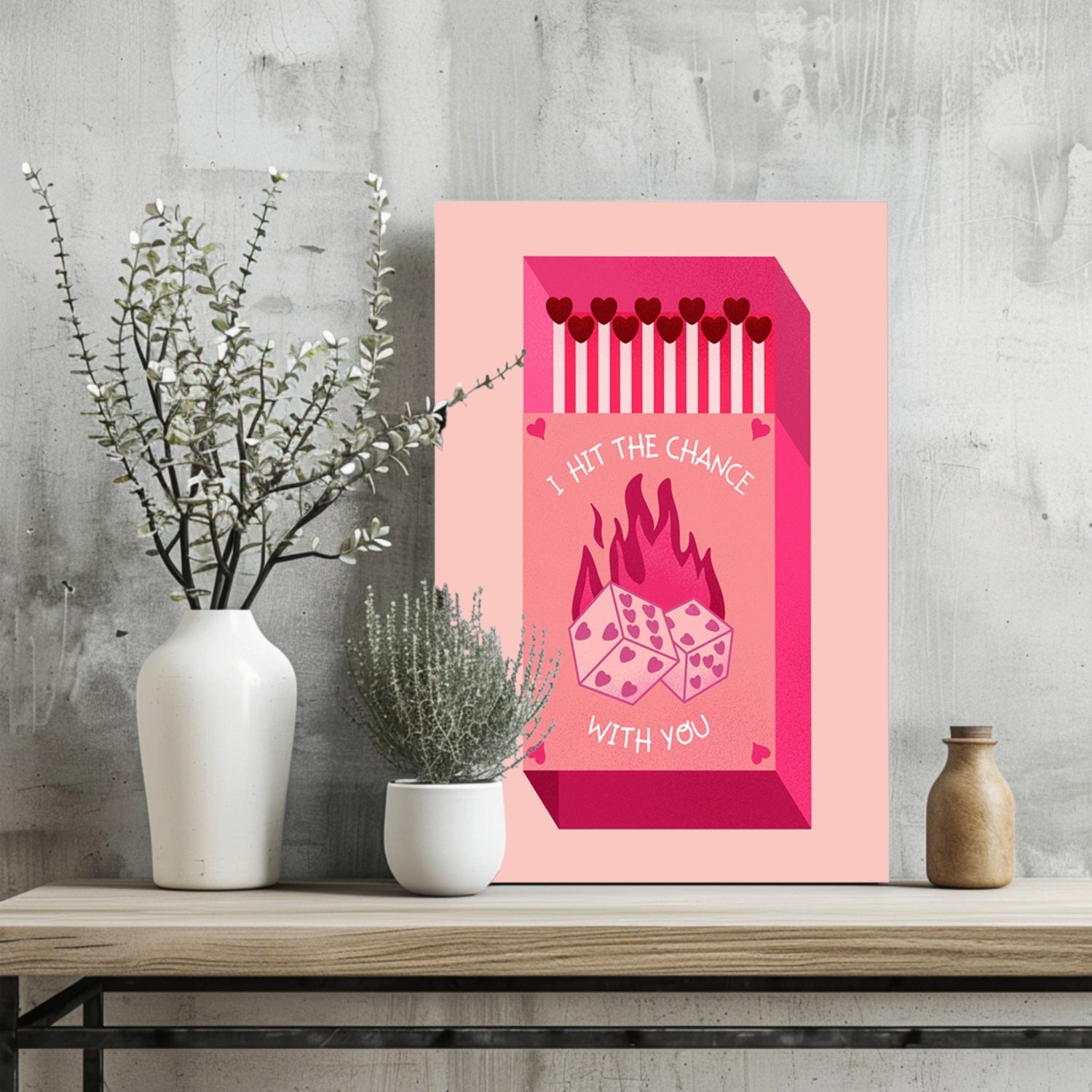 Pink Dice Flame Lucky Matchbox Aluminum Print