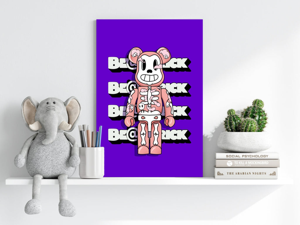 Purple Skeleton Toy Bear Figure Aluminum Print
