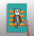 Teal Monochrome Skeleton Toy Bear Aluminum Print