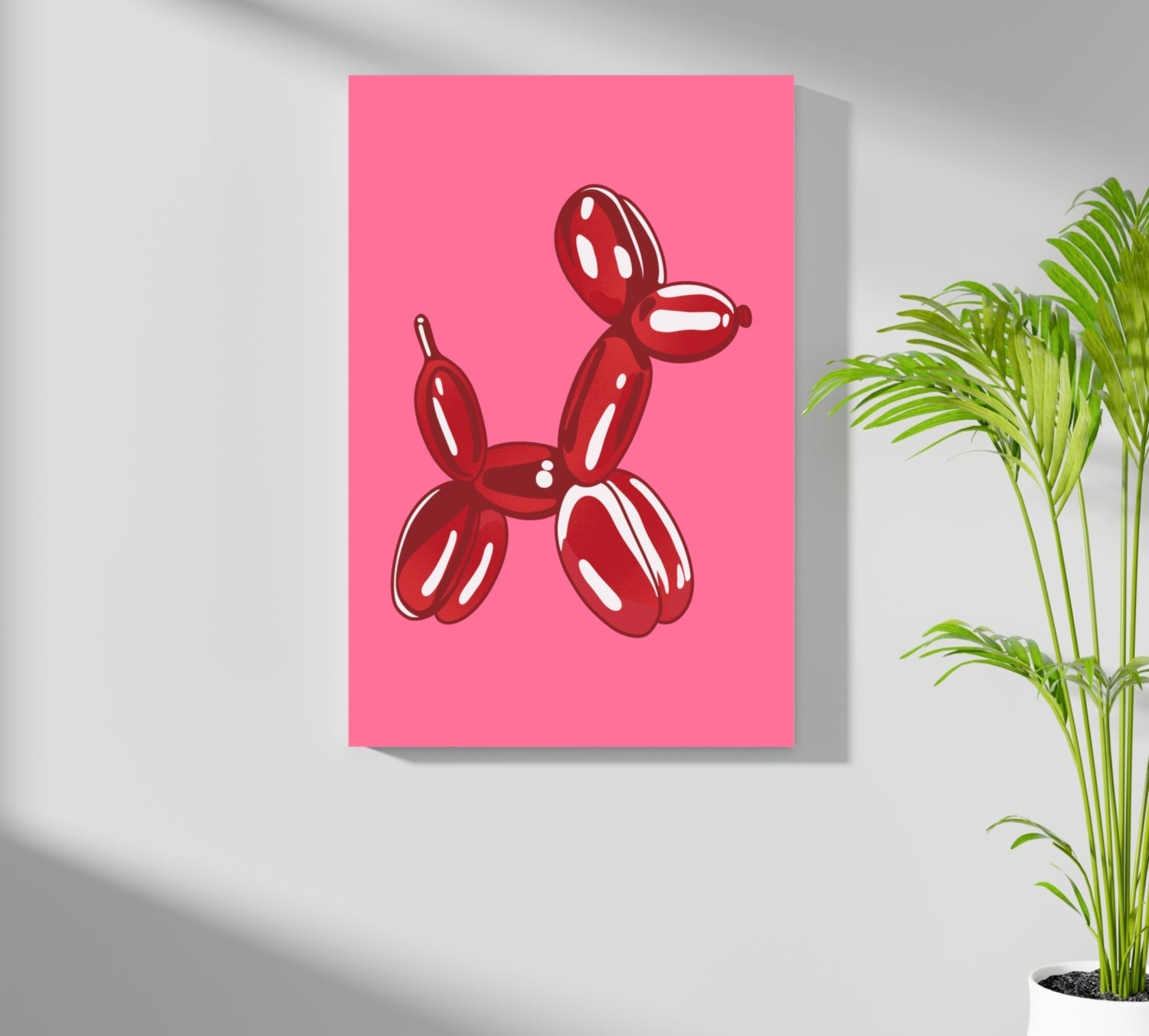 Deep Red on Hot Pink Balloon Dog Aluminum Print